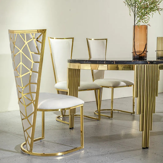 Luxury cutwork gold and white dining chair