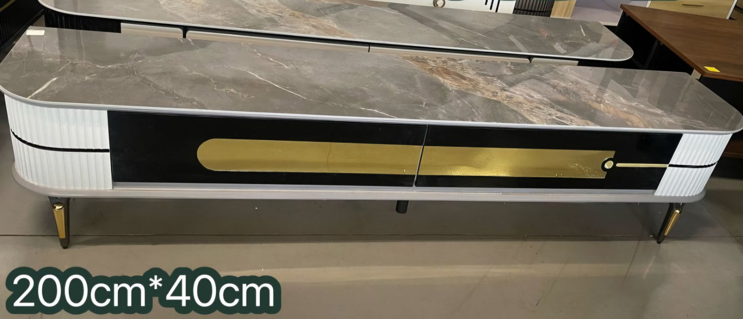 Grey and gold Tv stand