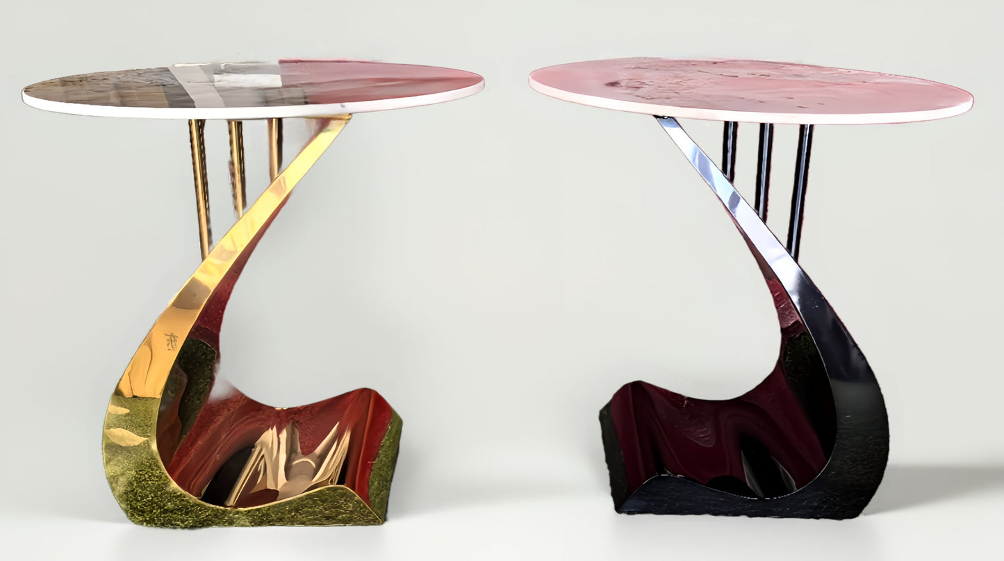 Gold marble side table