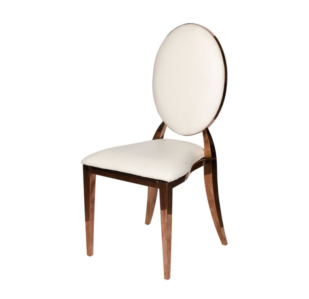 Rose gold and white 6 seater dining set