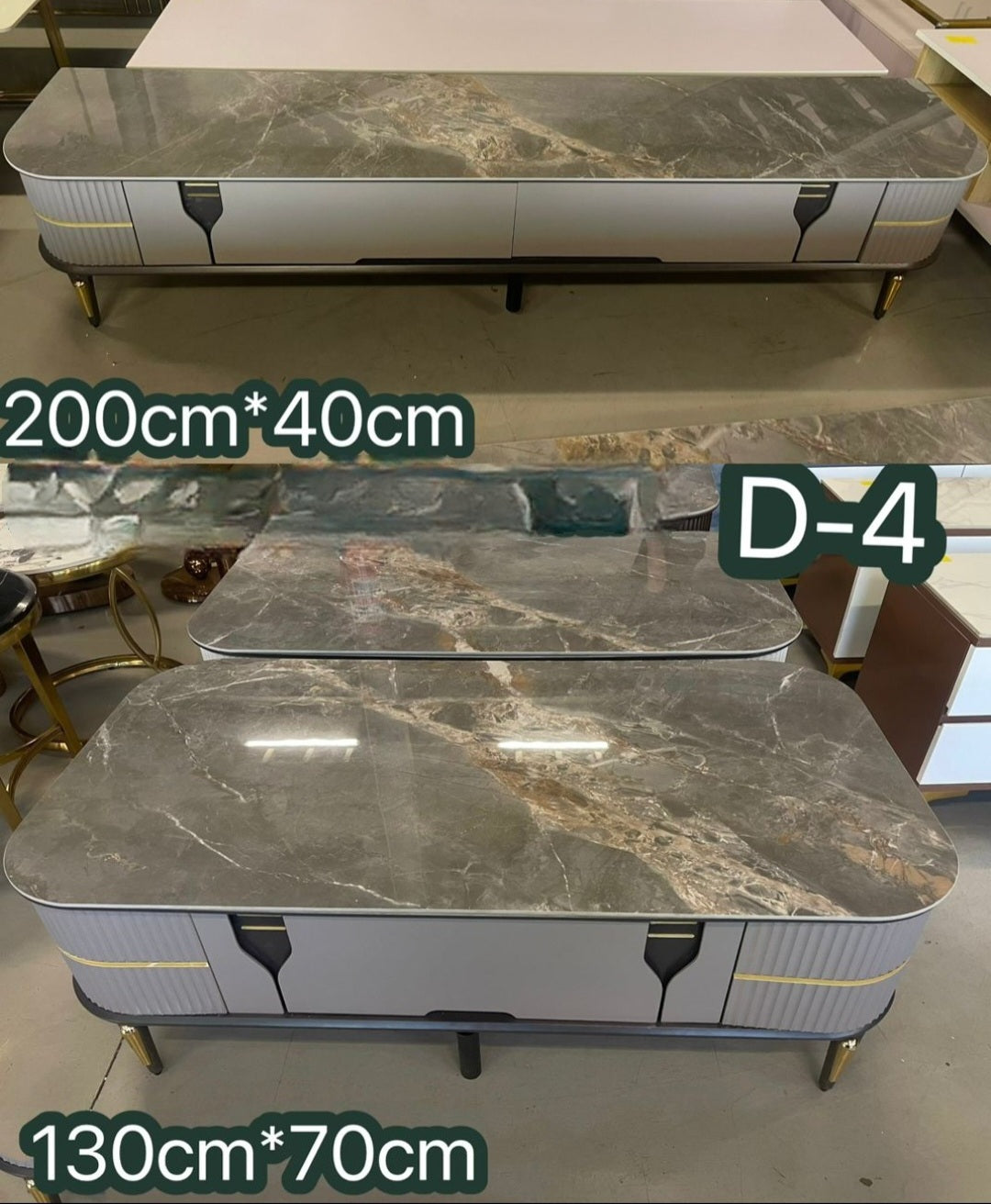 Grey and gold tv stand abd coffee table set