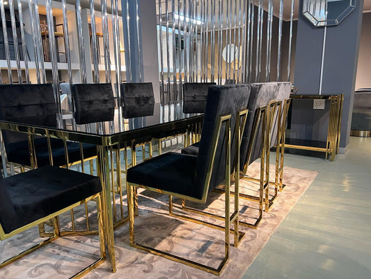 black and gold dining set