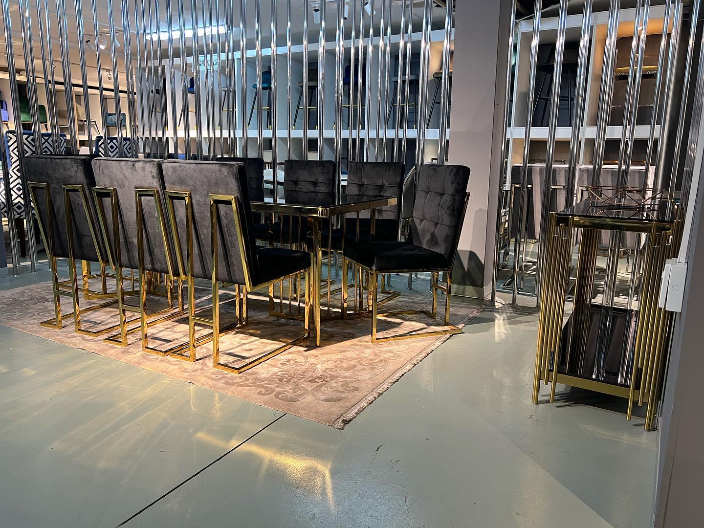 black and gold dining set