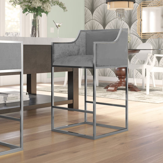 grey luxury bar chair silver legs