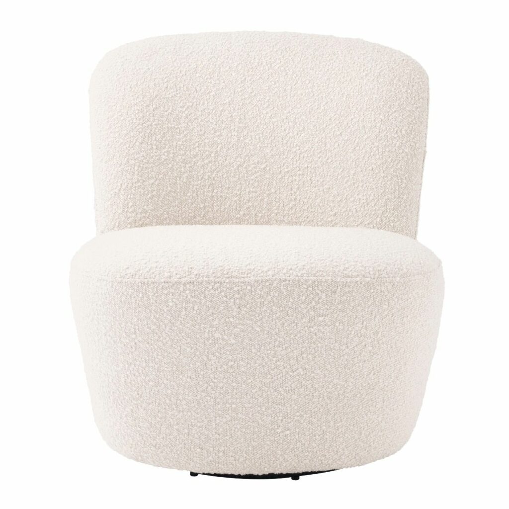 Barrel boucle swivel chair