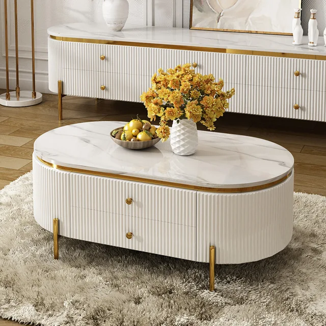 white and gold coffee table marble top