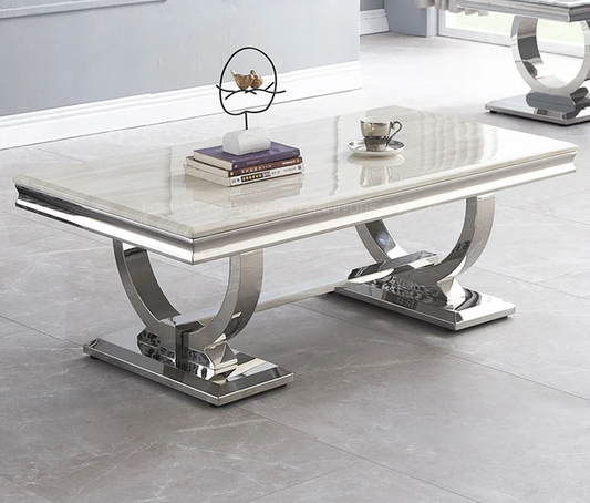 Silver Marble top coffee table 