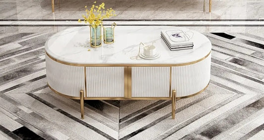 gold and white coffee table