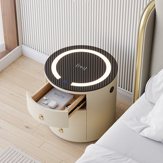 Round white smart charging pedestal