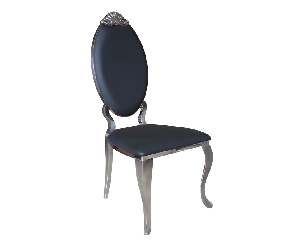 Black and silver PU dining chairs