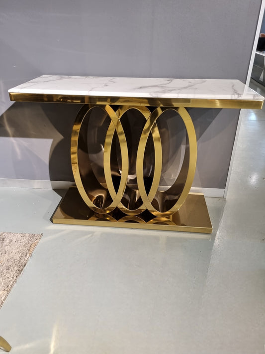 gold audi console rings table