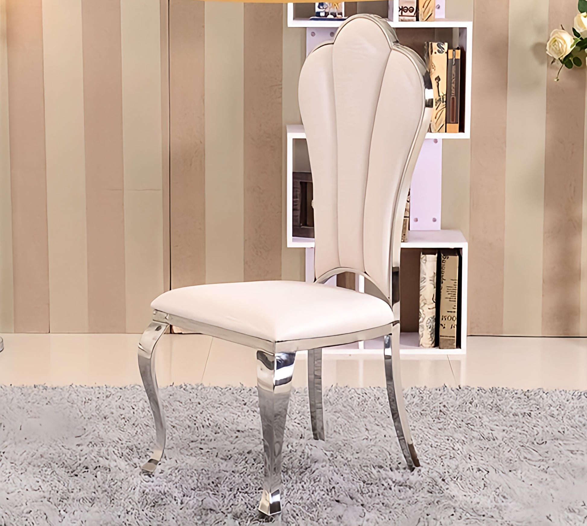  white and silver dining chair