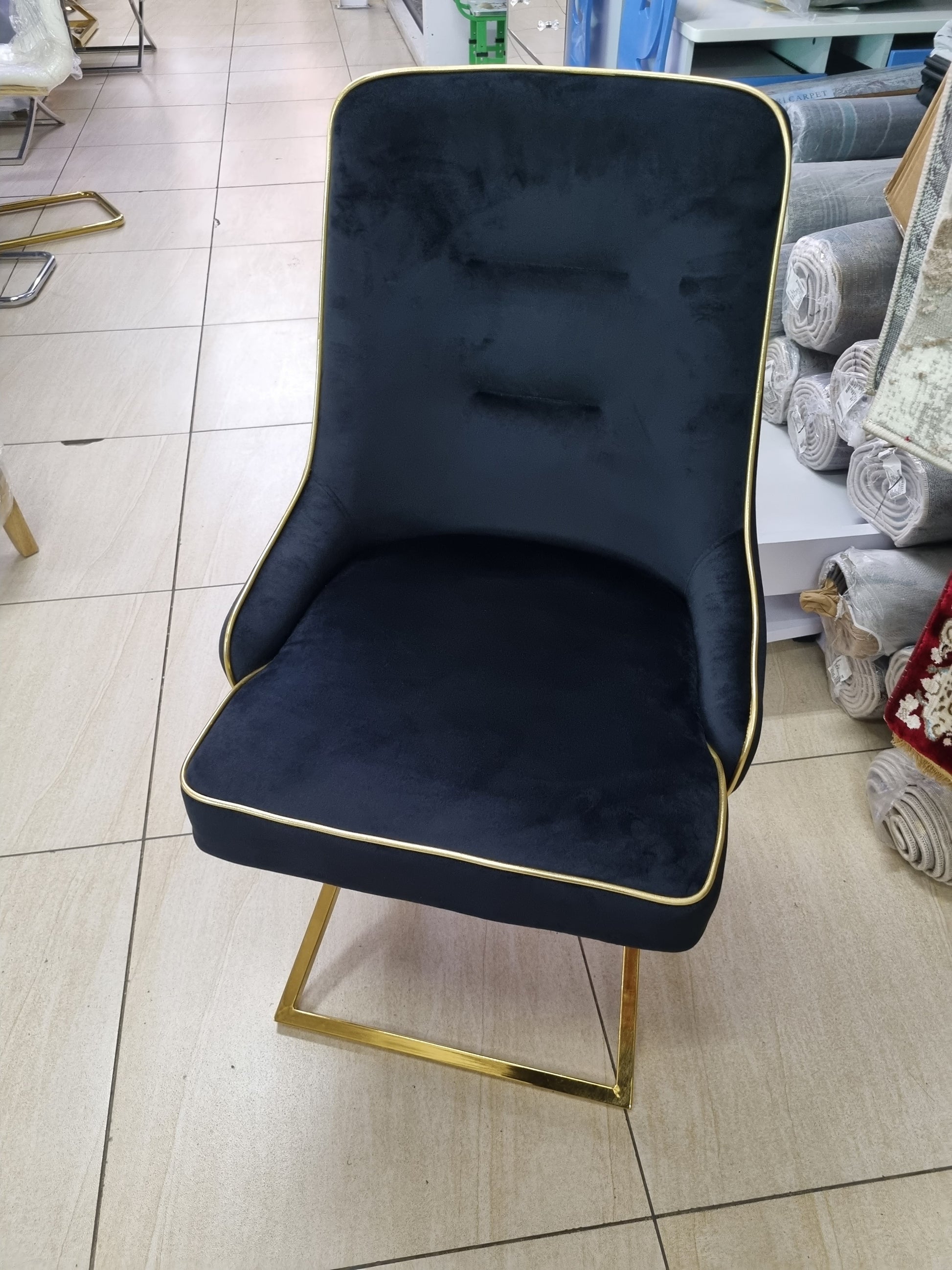 black and gold velvet luxury dining chair