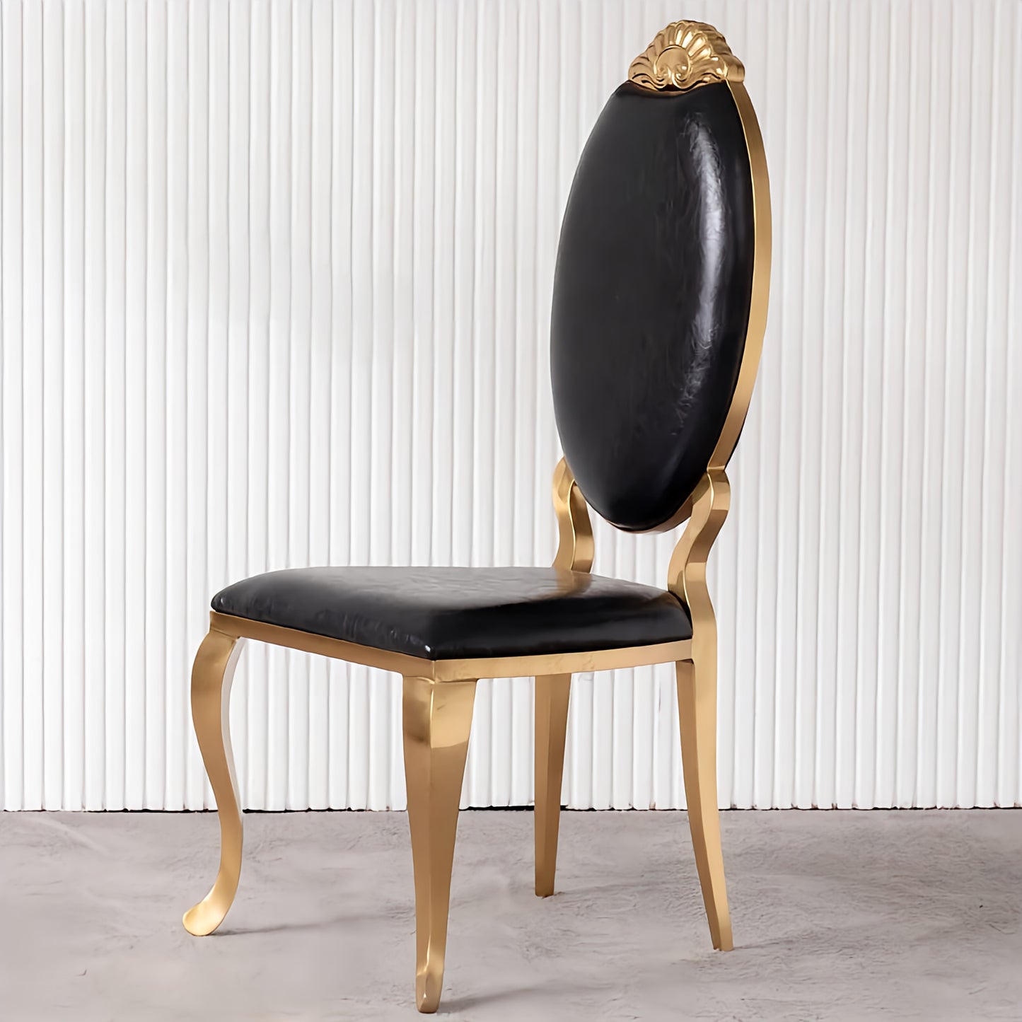 Pu leather dining chair black and gold