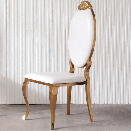 dining chair white and gold PU leather