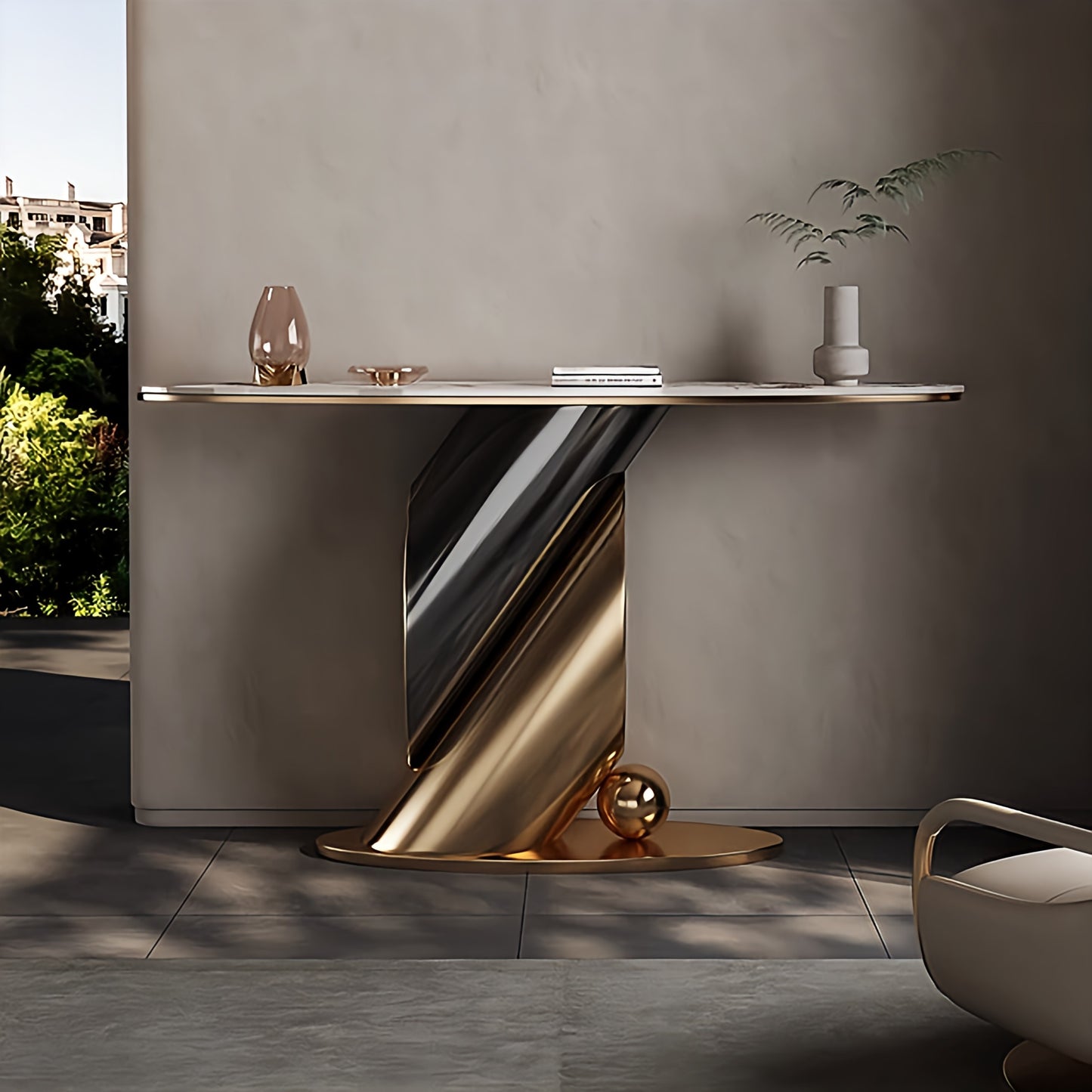 gold marble server console table