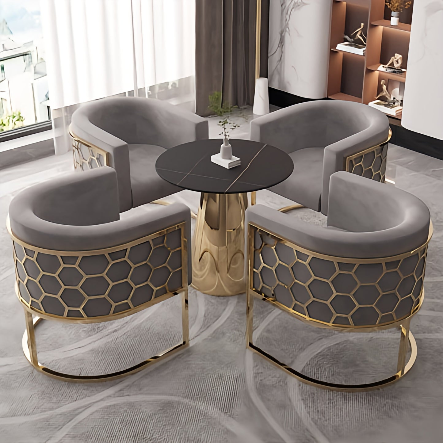 luxury honeycomb gold velvet dining chairs