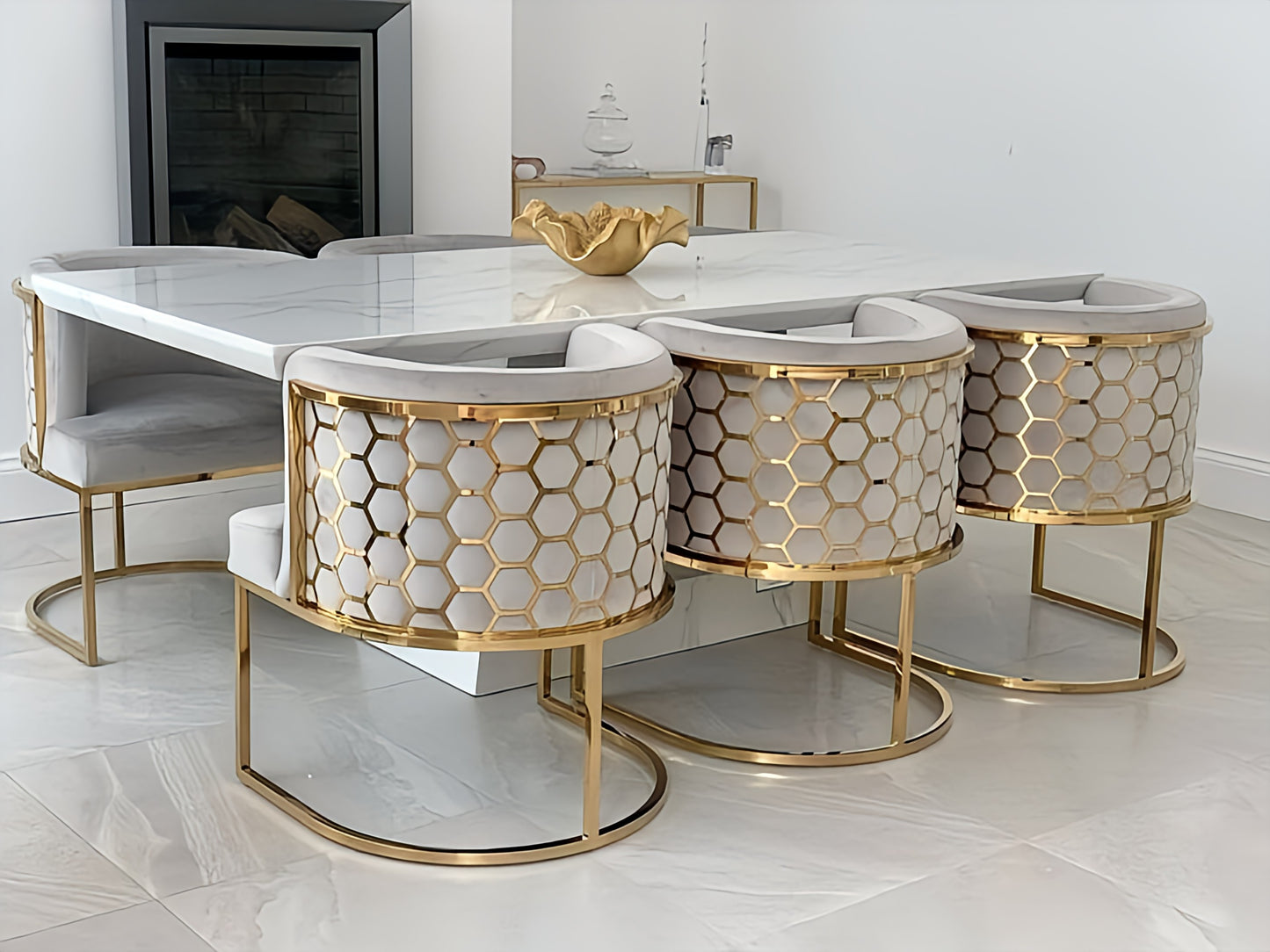 gold white dining chairs