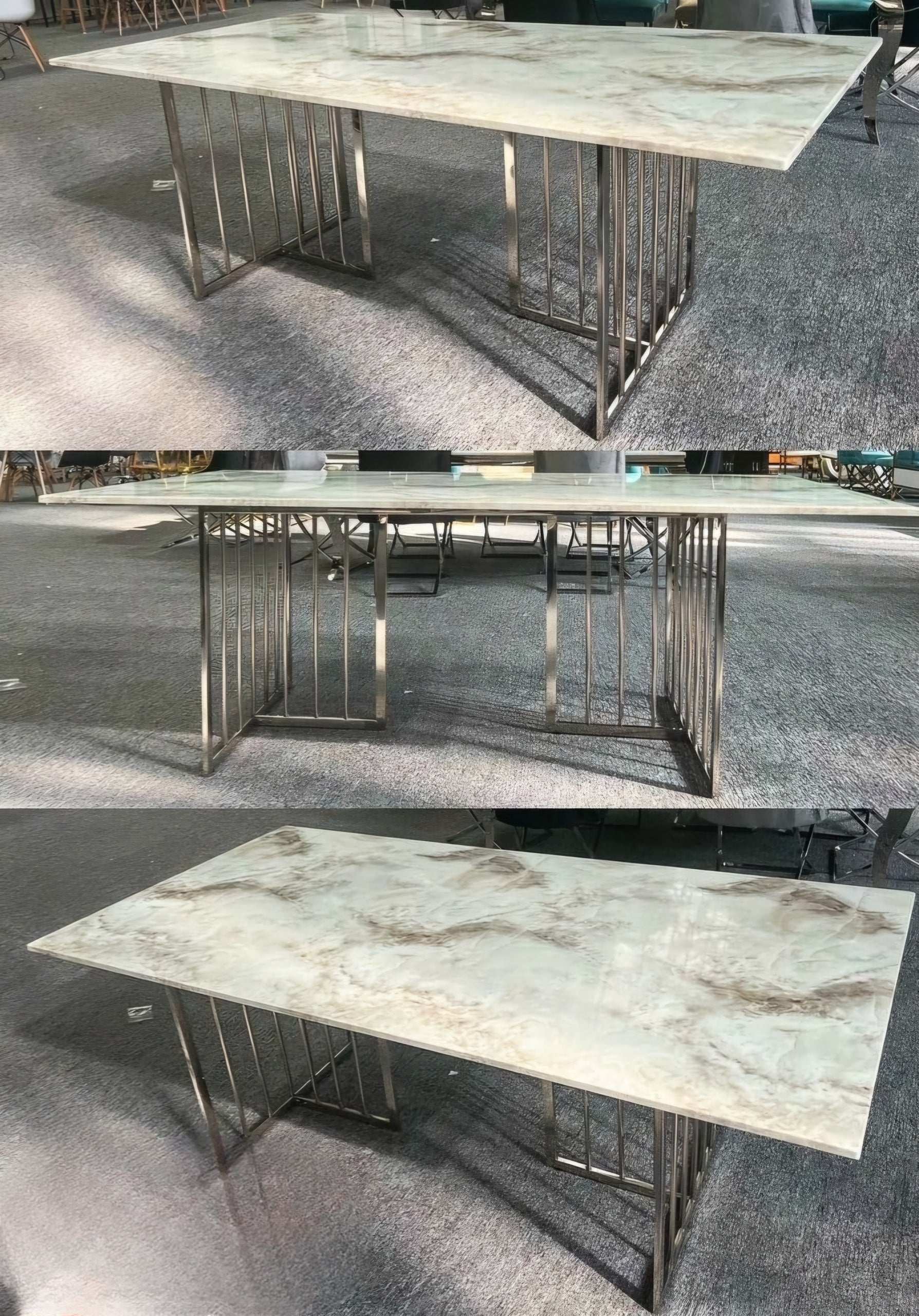 Silver marble dining table