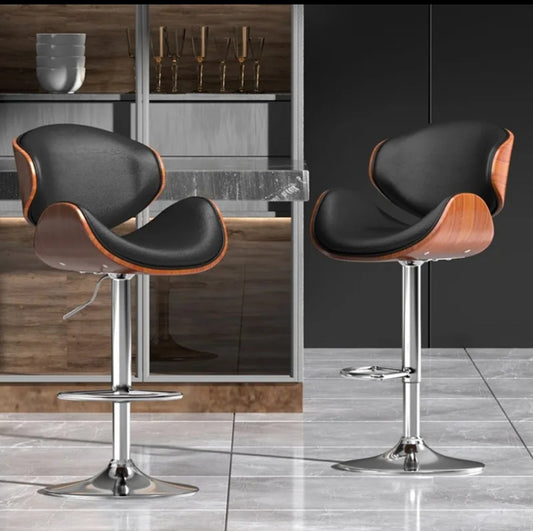 Wood bar chair leather seat