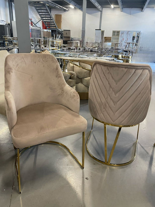 Beige and gold dining chairs 