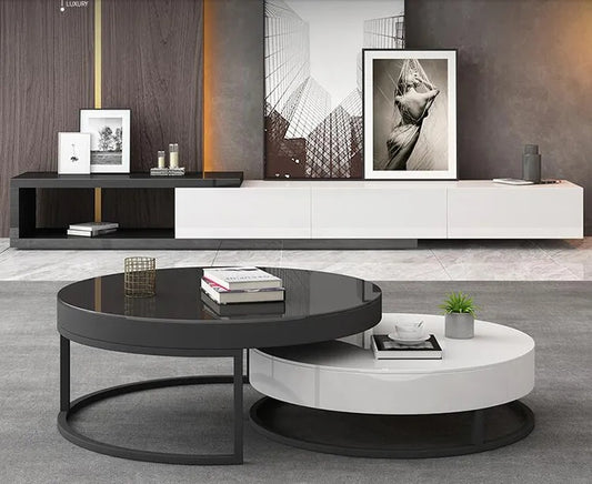 nested coffee table black white