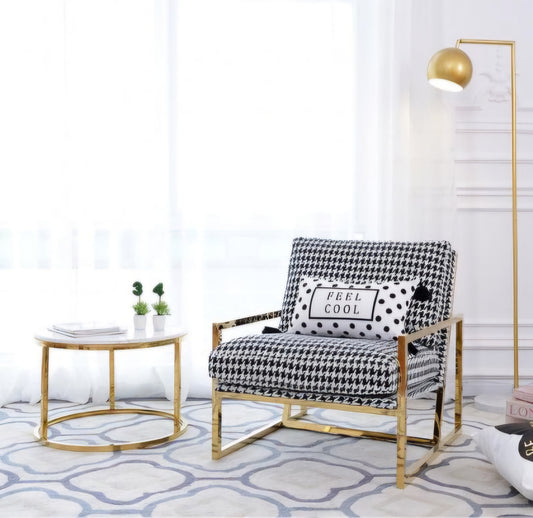 gold houndstooth accent chair