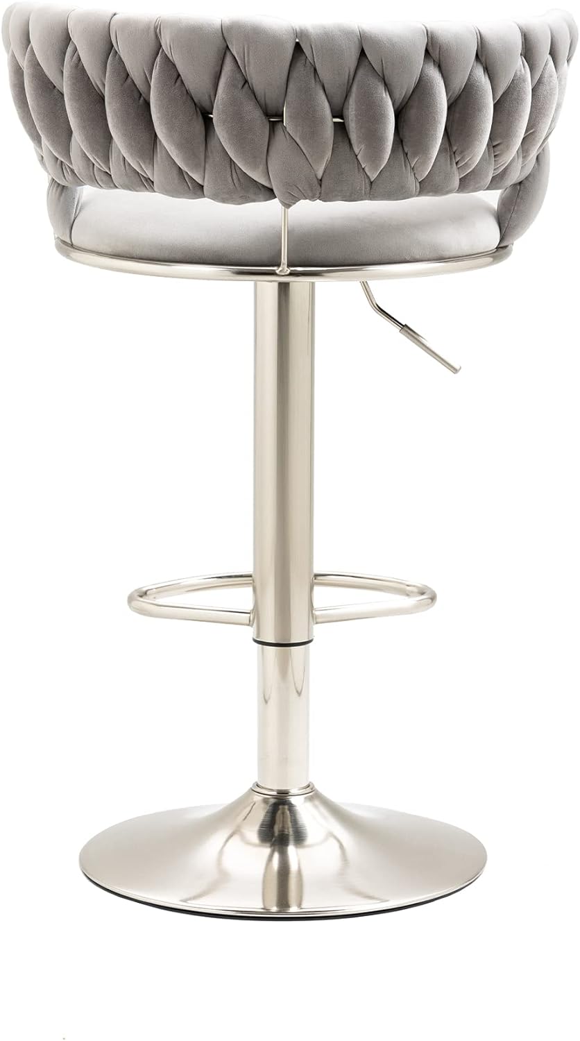 silver grey velvet bar stools