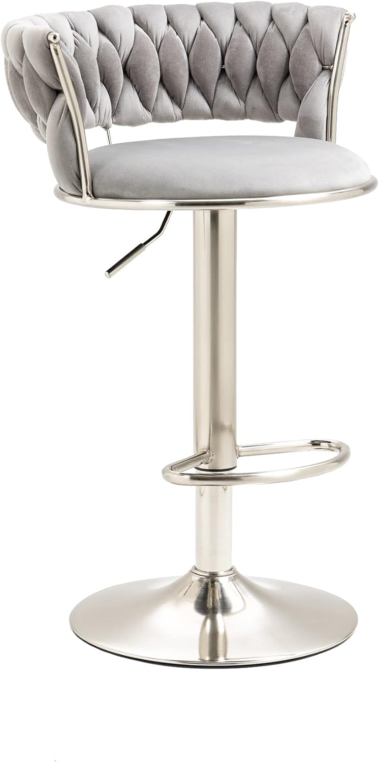 silver grey velvet bar stools