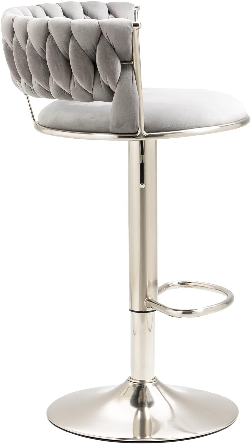 silver grey velvet bar stools