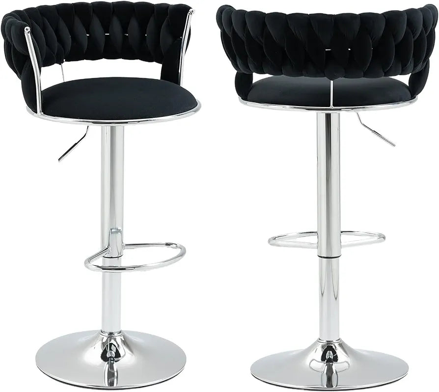 black and silver chrome bar chairs