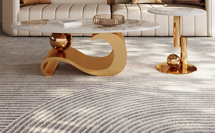 curved gold ball marble coffee table