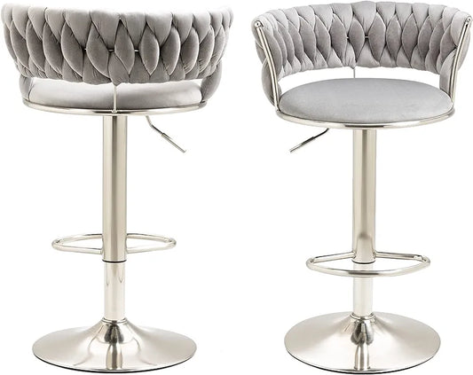 Grey and silver chrome bar chairs