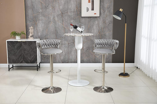 silver grey velvet bar stools