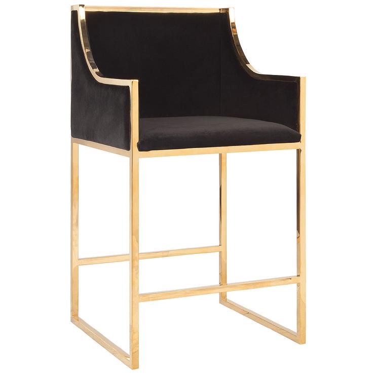black luxury bar chair gold legs