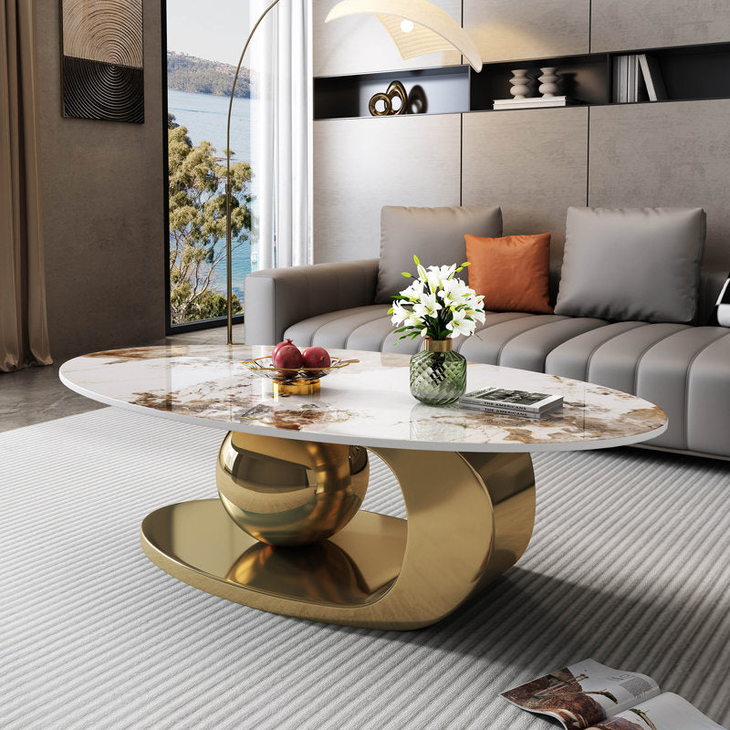 GOLD MARBLE COFFEE TABLE ELEGANT