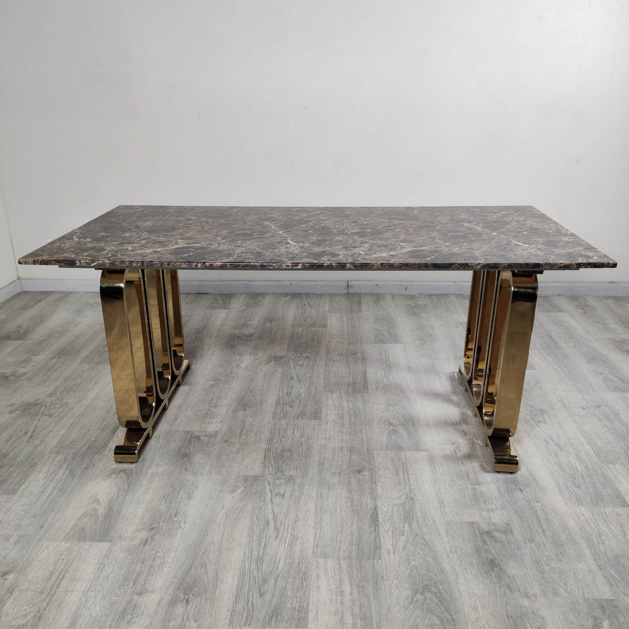 Gold 6 seater marble table 