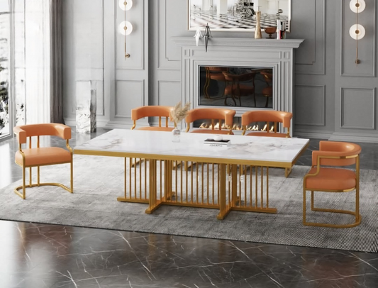 10/12 seater gold marble dining table 