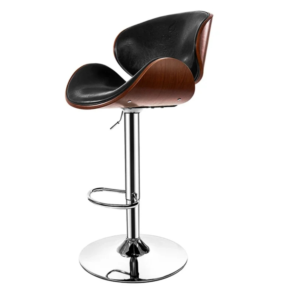 Wood frame bar chair pu leather seat