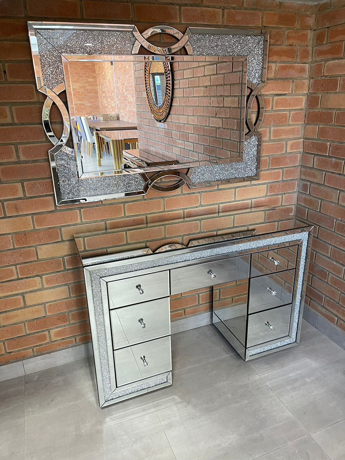 mirror dresser crushed diamond