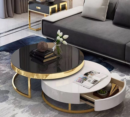 black and gold nested coffee table