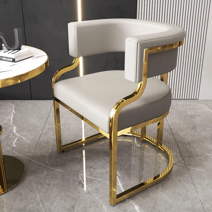 leather gold dining chair