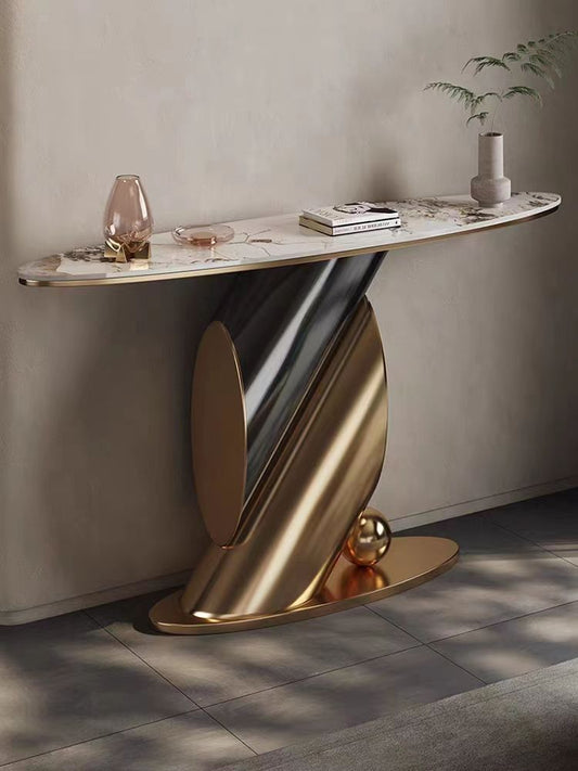 gold marble server console table