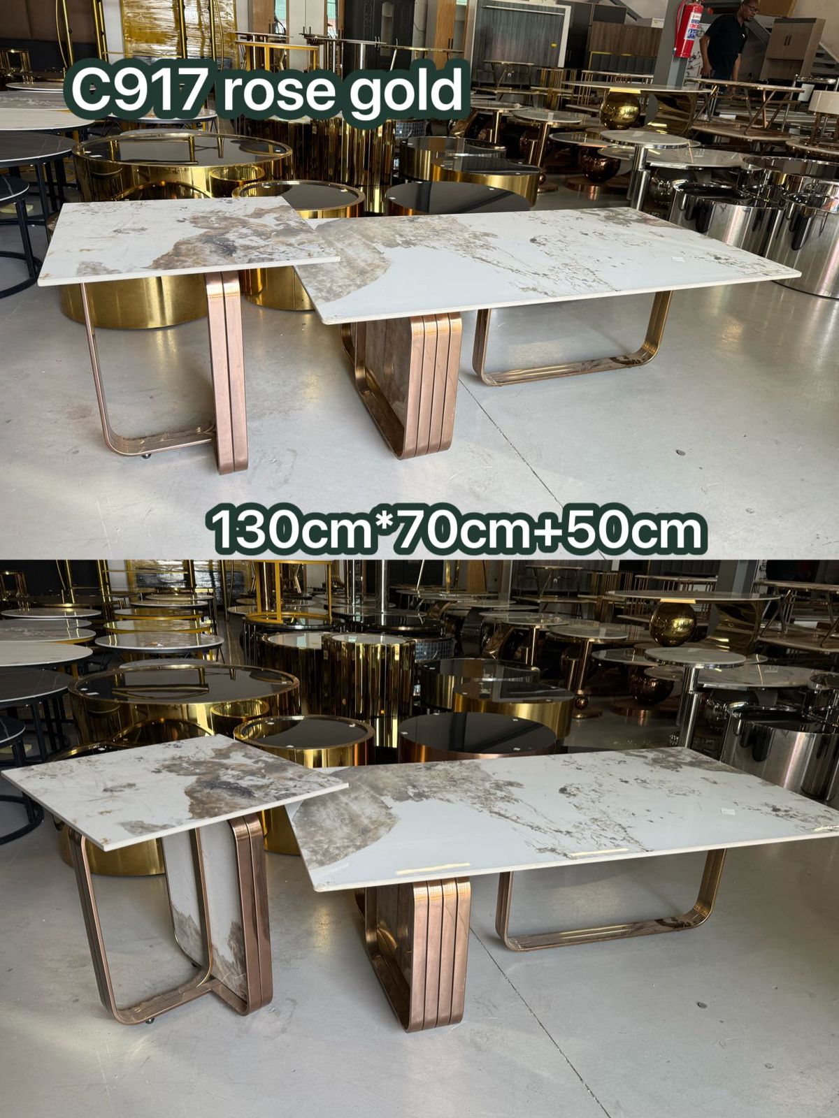 Rose Gold marble square coffee table 