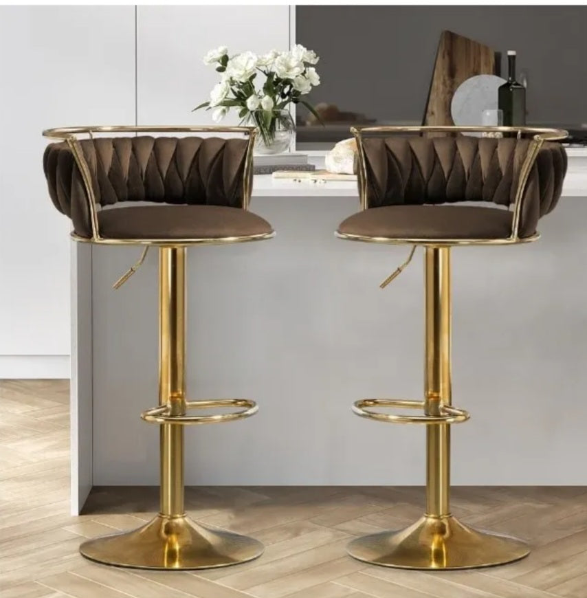 gold brown velvet bar chairs