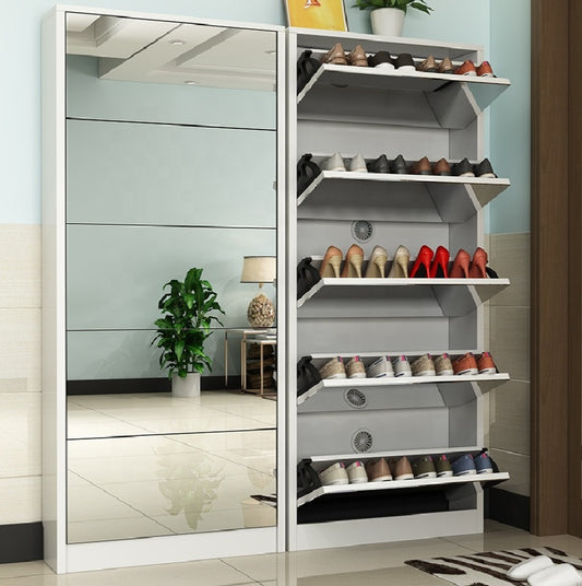 Mirrored shoe storage cabinet