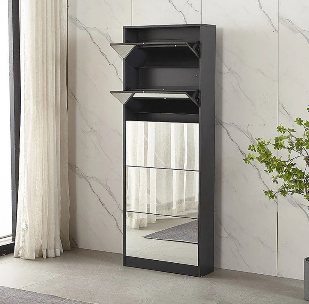 Mirrored shoe storage cabinet – Posh Spaces