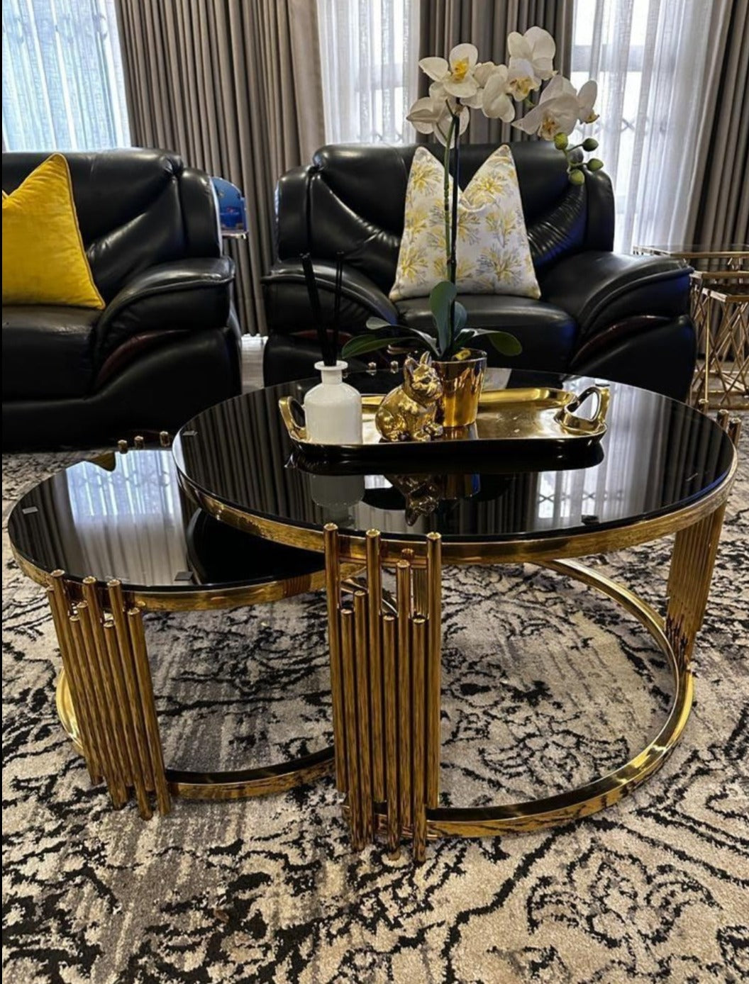 nested gold coffee table