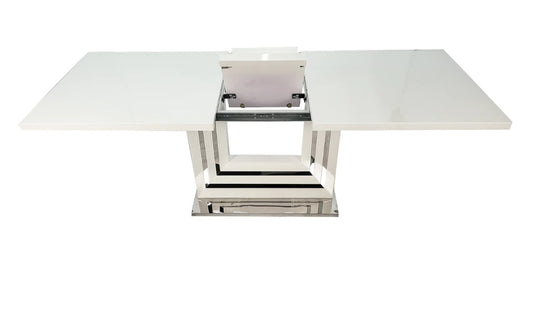 white high gloss dining table extendable