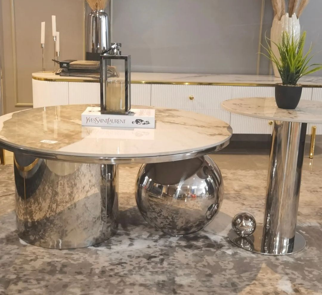 Elena luxe gold coffee table set